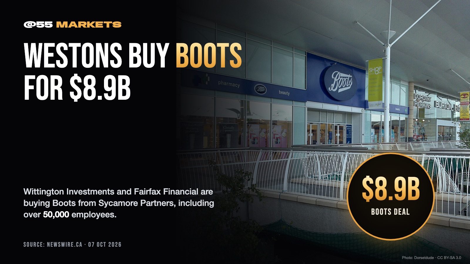 WESTON FAMILY BUYS BOOTS FOR $8.9 BILLION