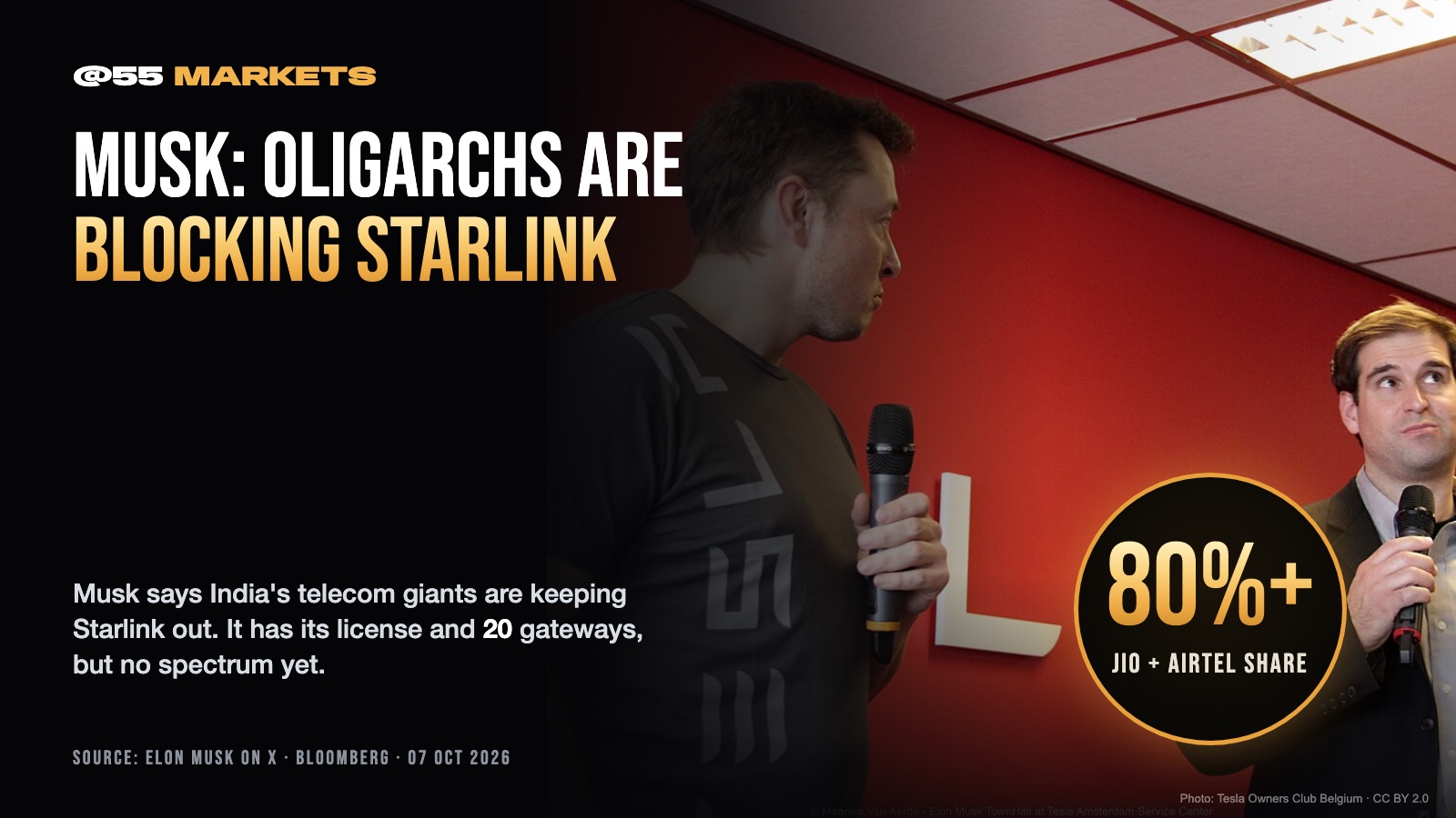MUSK SAYS INDIAN 'OLIGARCHS' ARE BLOCKING STARLINK
