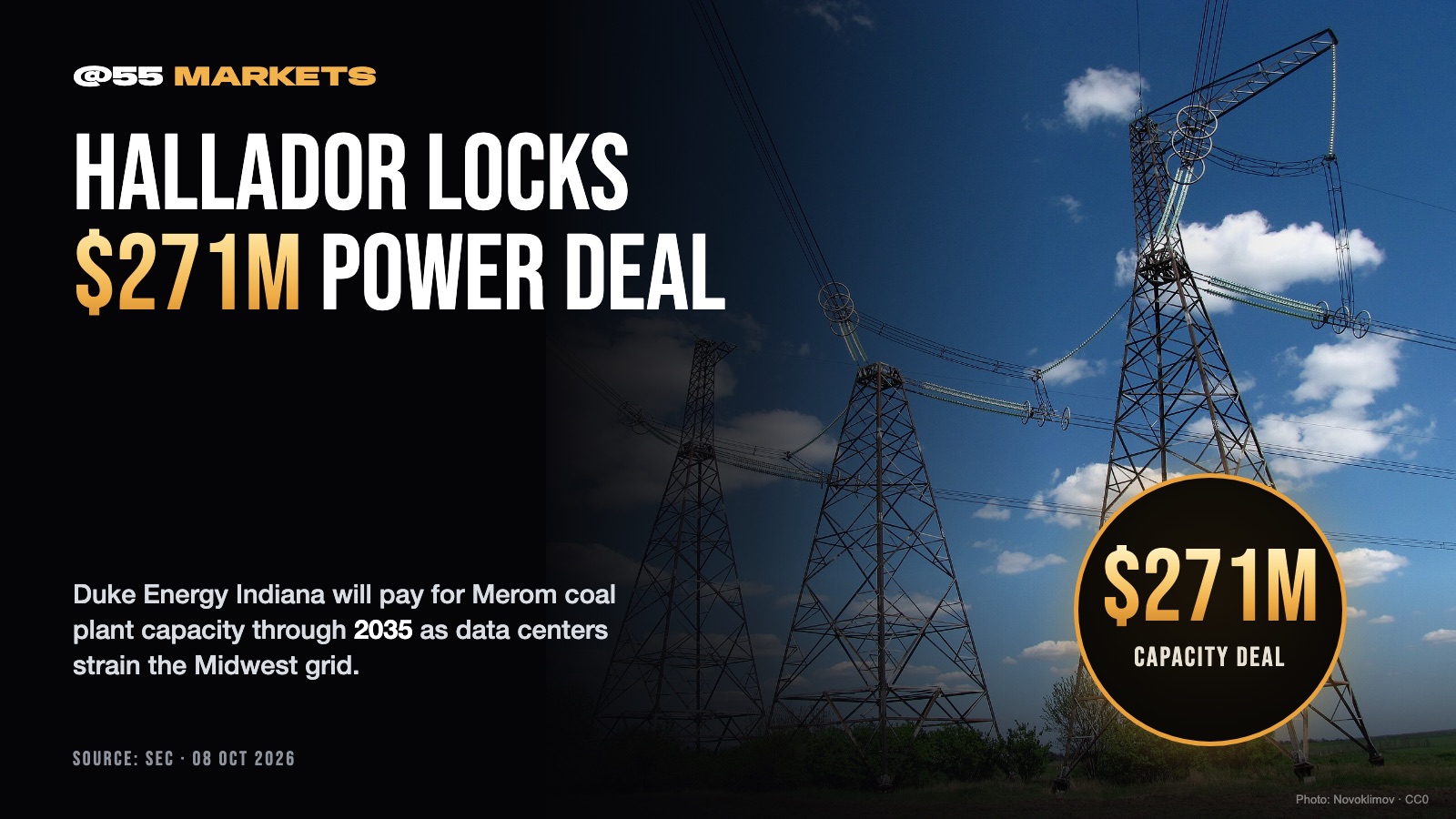 HALLADOR LOCKS $271 MILLION POWER DEAL WITH DUKE