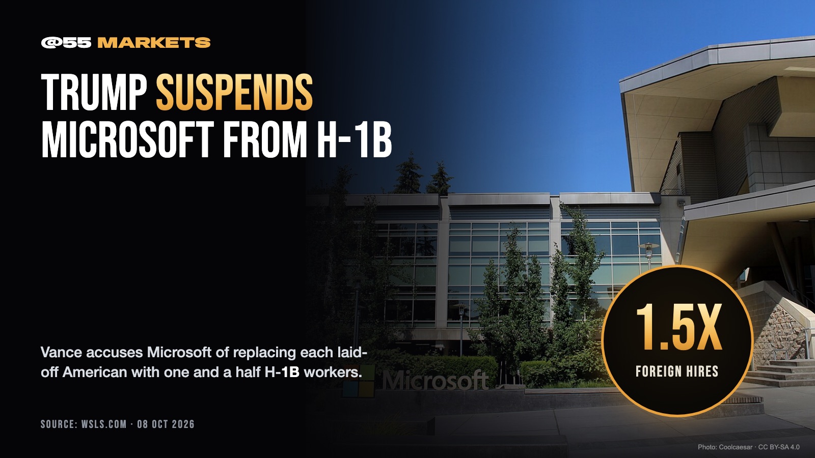 TRUMP SUSPENDS MICROSOFT FROM H-1B PROGRAM