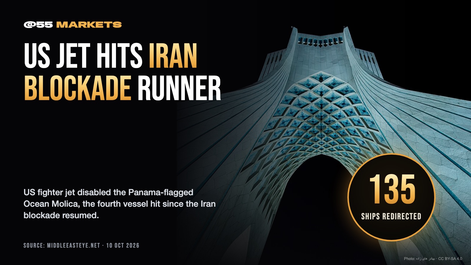 US JET DISABLES SHIP RUNNING IRAN BLOCKADE