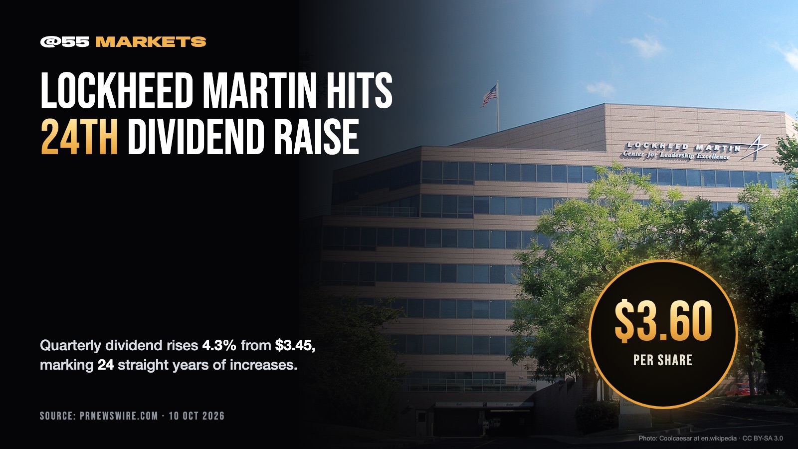 LOCKHEED MARTIN RAISES DIVIDEND 24TH STRAIGHT YEAR