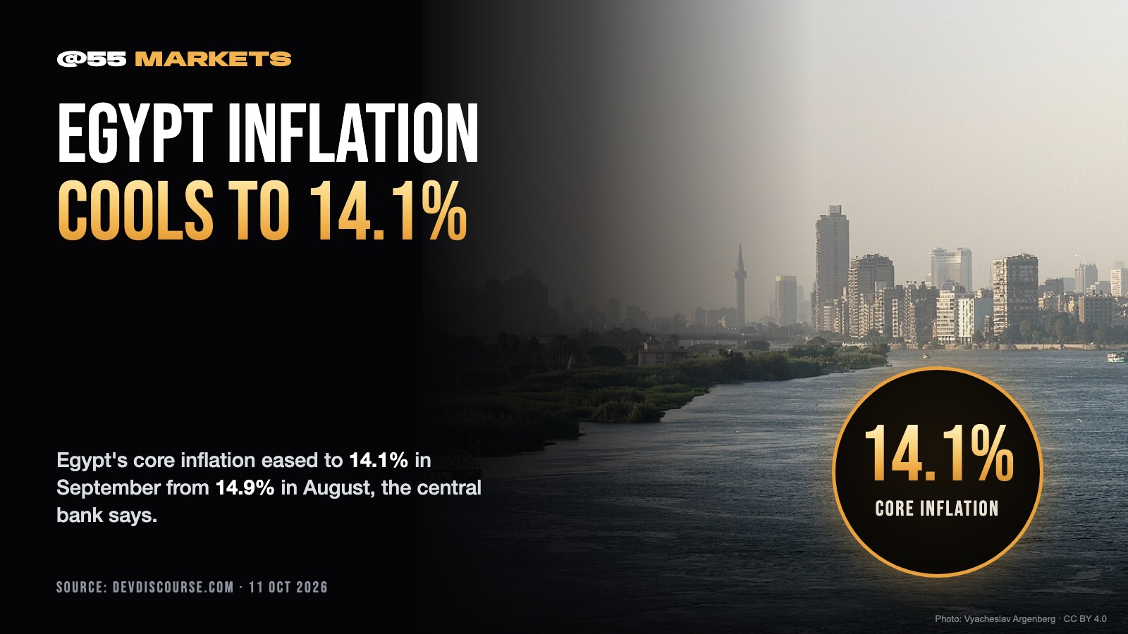 EGYPT'S CORE INFLATION COOLS TO 14.1%