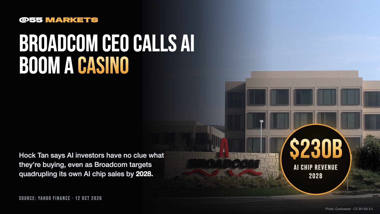 BROADCOM CEO LIKENS AI BOOM TO CASINO