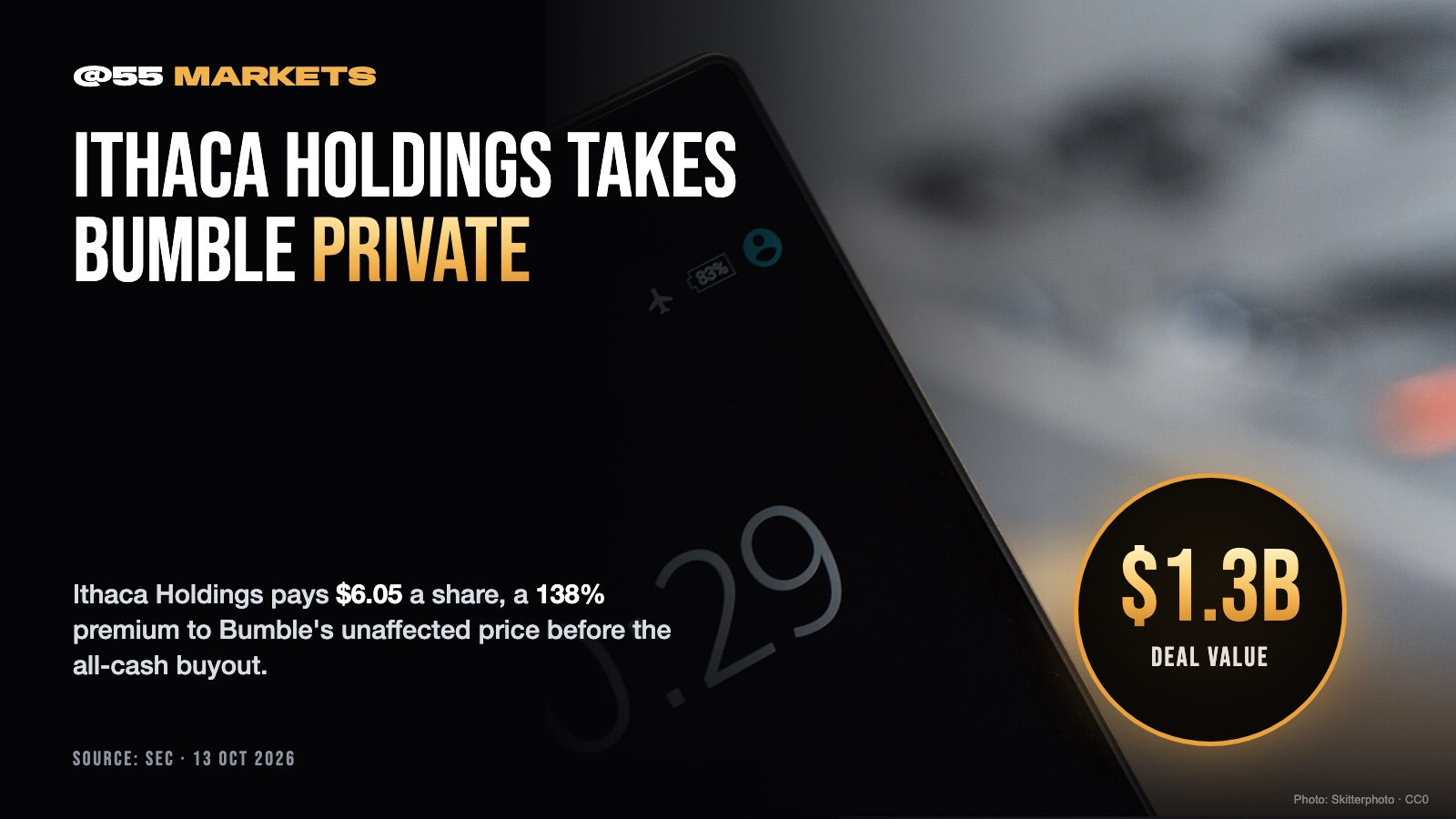 ITHACA HOLDINGS TO TAKE BUMBLE PRIVATE