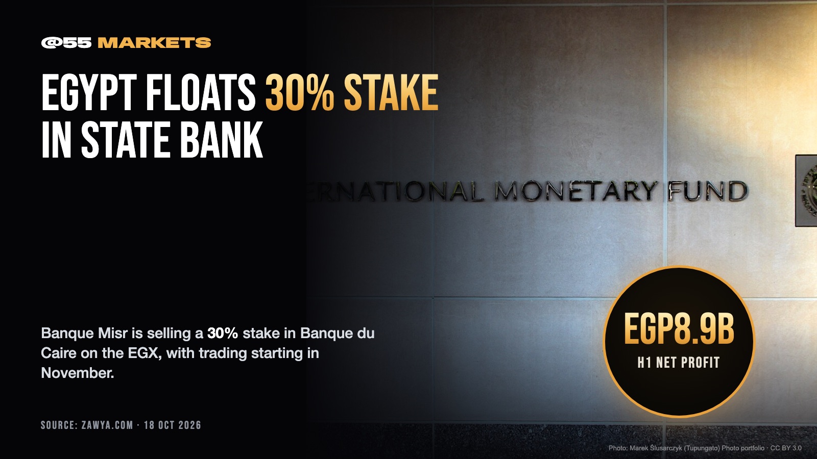 EGYPT TO SELL 30% OF STATE BANK