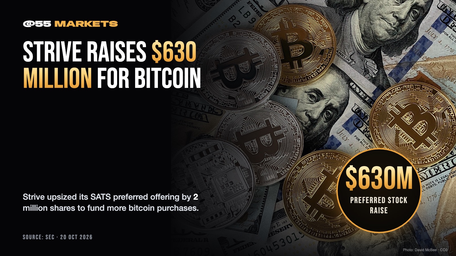 STRIVE UPSIZES BITCOIN PREFERRED TO $630 MILLION