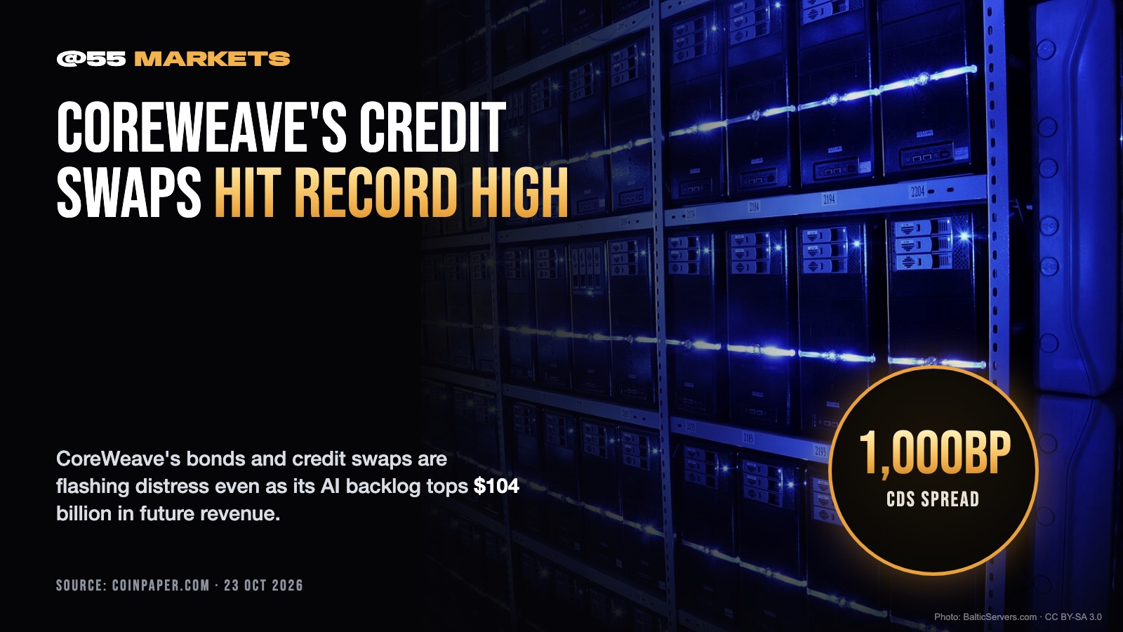 COREWEAVE'S CREDIT SWAPS TOP 1,000 BASIS POINTS