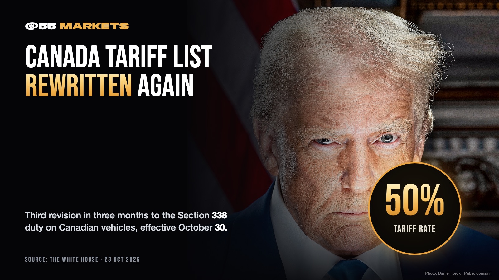 TRUMP RESHUFFLES CANADA AUTO TARIFF LIST AGAIN