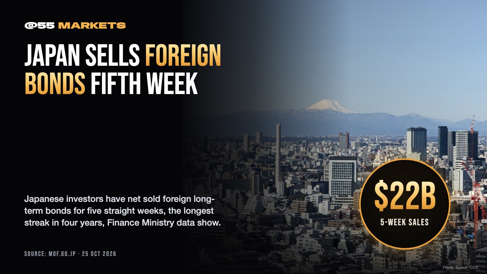 JAPAN SELLS FOREIGN BONDS FIFTH STRAIGHT WEEK