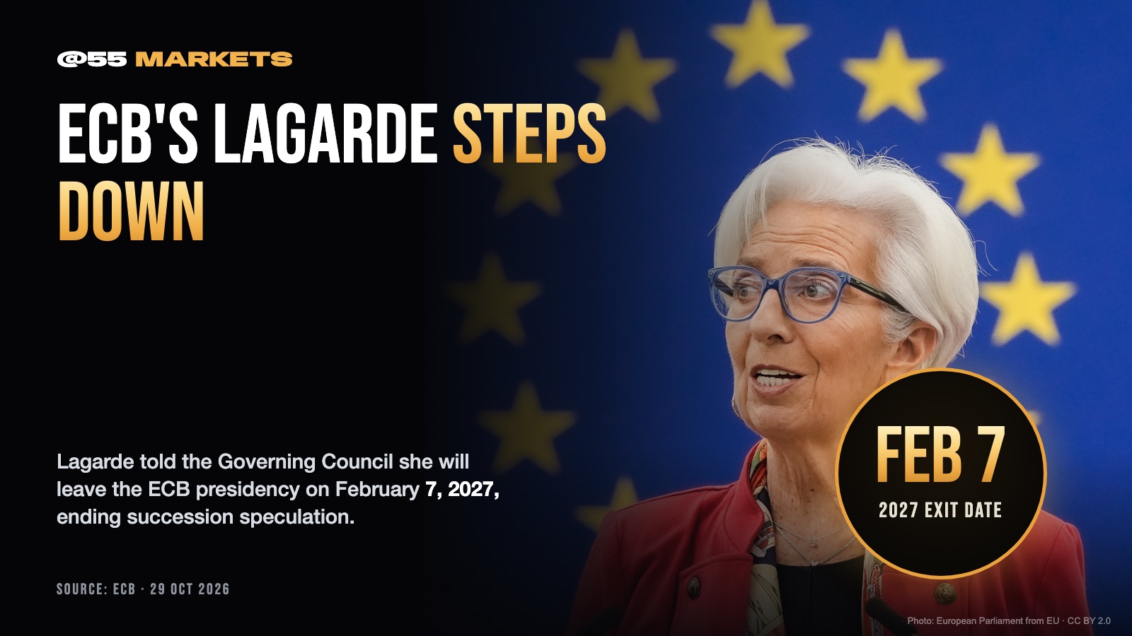ECB'S LAGARDE TO STEP DOWN IN FEBRUARY