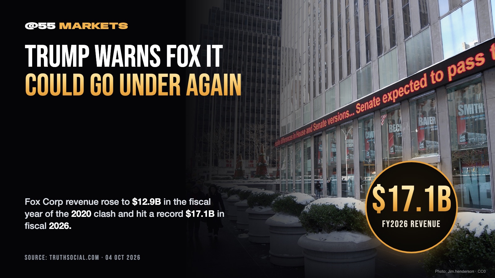 TRUMP WARNS FOX IT COULD GO UNDER AGAIN