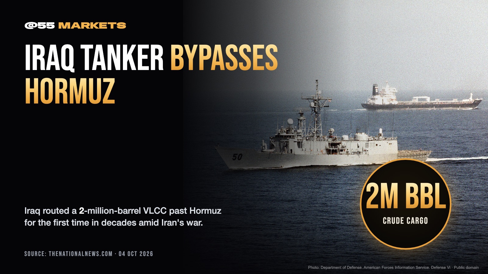 IRAQ ROUTES OIL TANKER PAST HORMUZ CHOKEPOINT