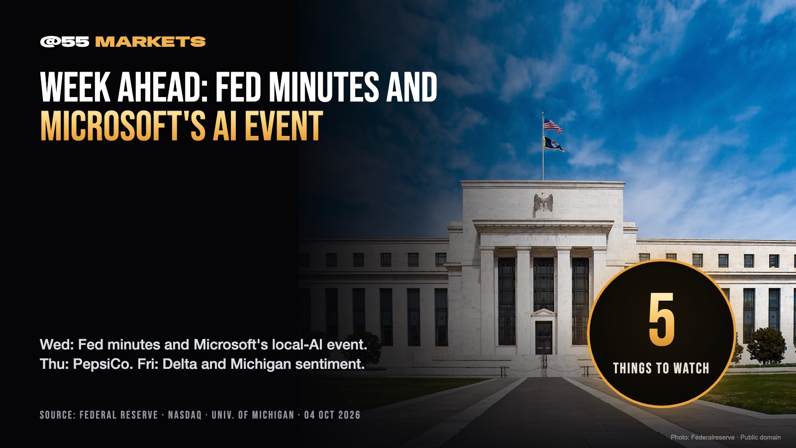 WEEK AHEAD: FED MINUTES AND MICROSOFT'S AI EVENT