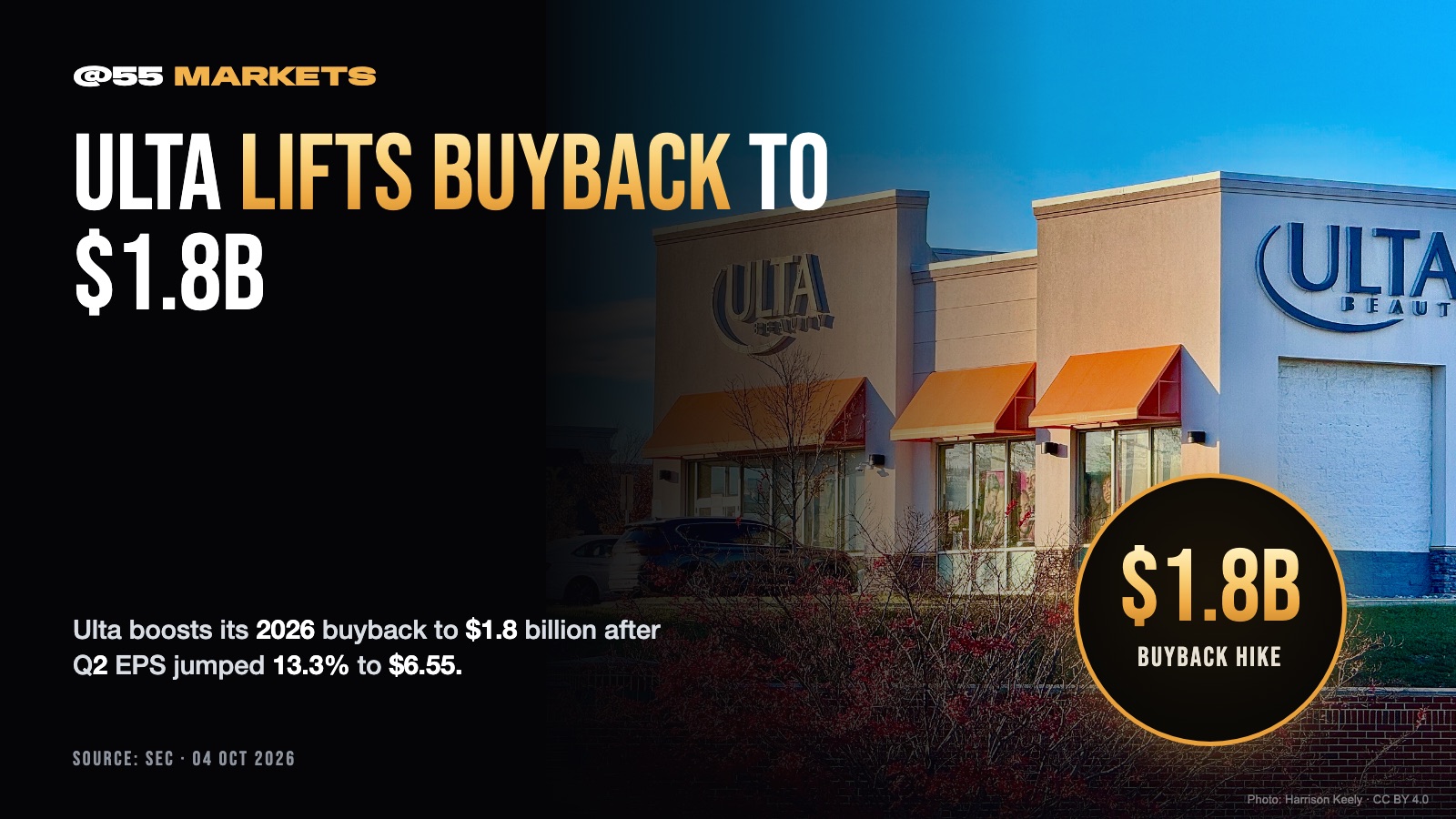 ULTA LIFTS BUYBACK TO $1.8B ON EARNINGS BEAT