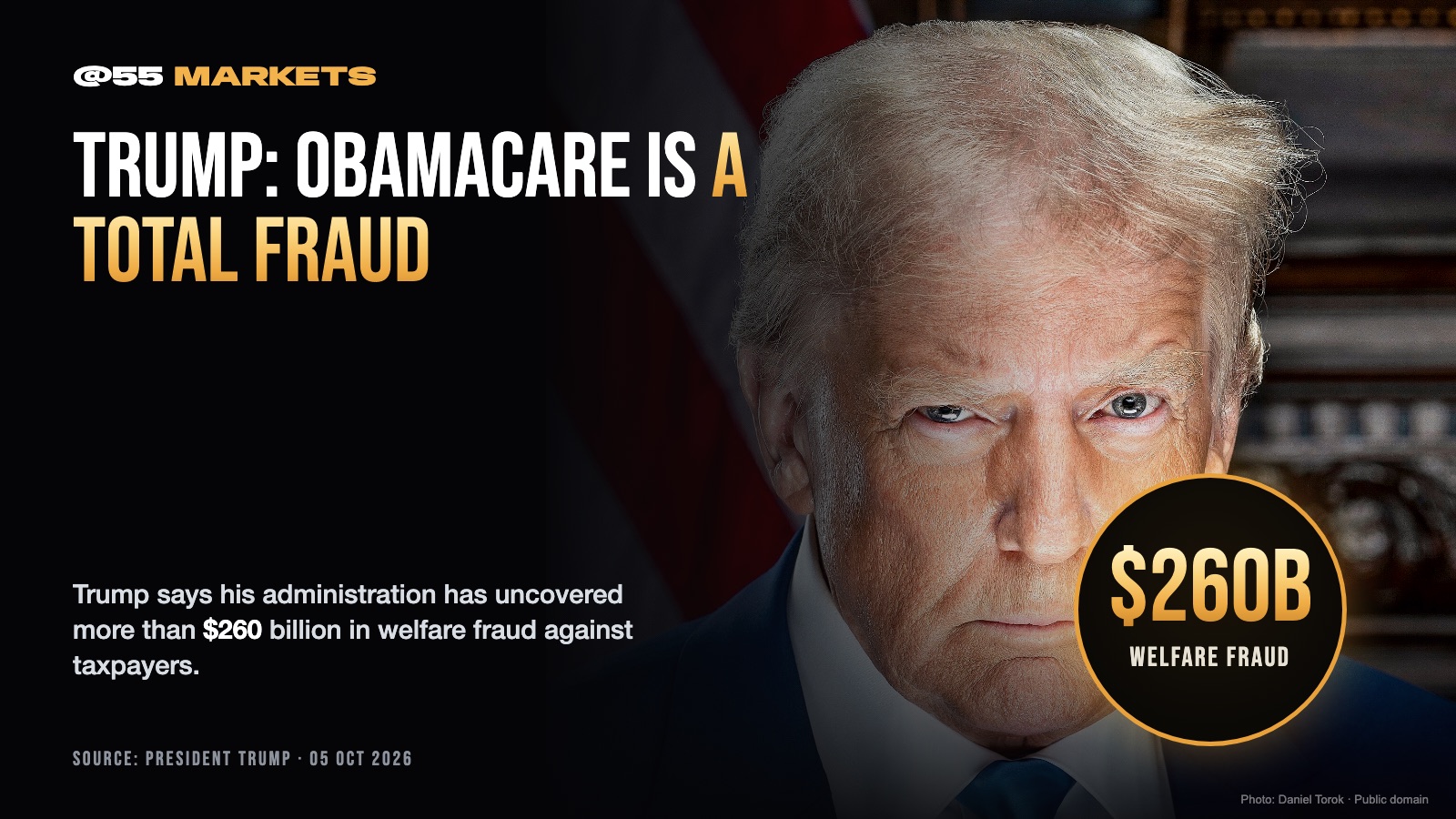 TRUMP CALLS OBAMACARE "A TOTAL FRAUD," CITES $260B IN WELFARE FRAUD