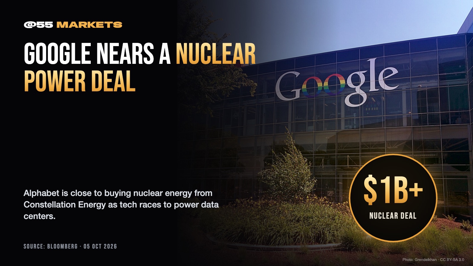 GOOGLE NEARS BILLION-DOLLAR NUCLEAR POWER DEAL WITH CONSTELLATION