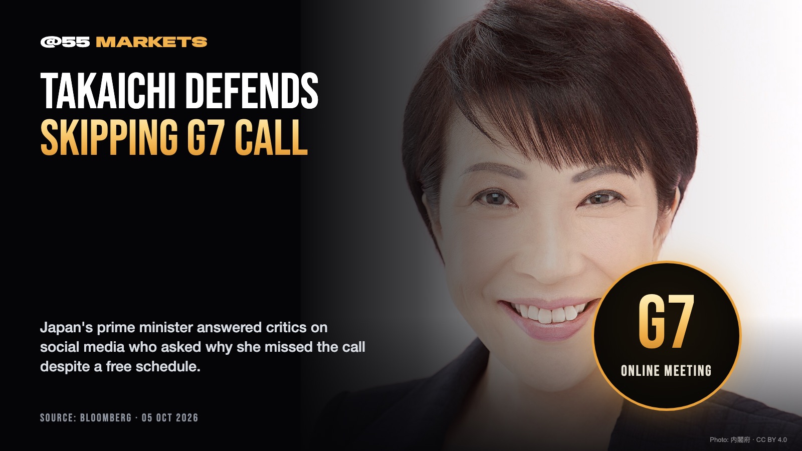 TAKAICHI DEFENDS SKIPPING G7 ONLINE CALL