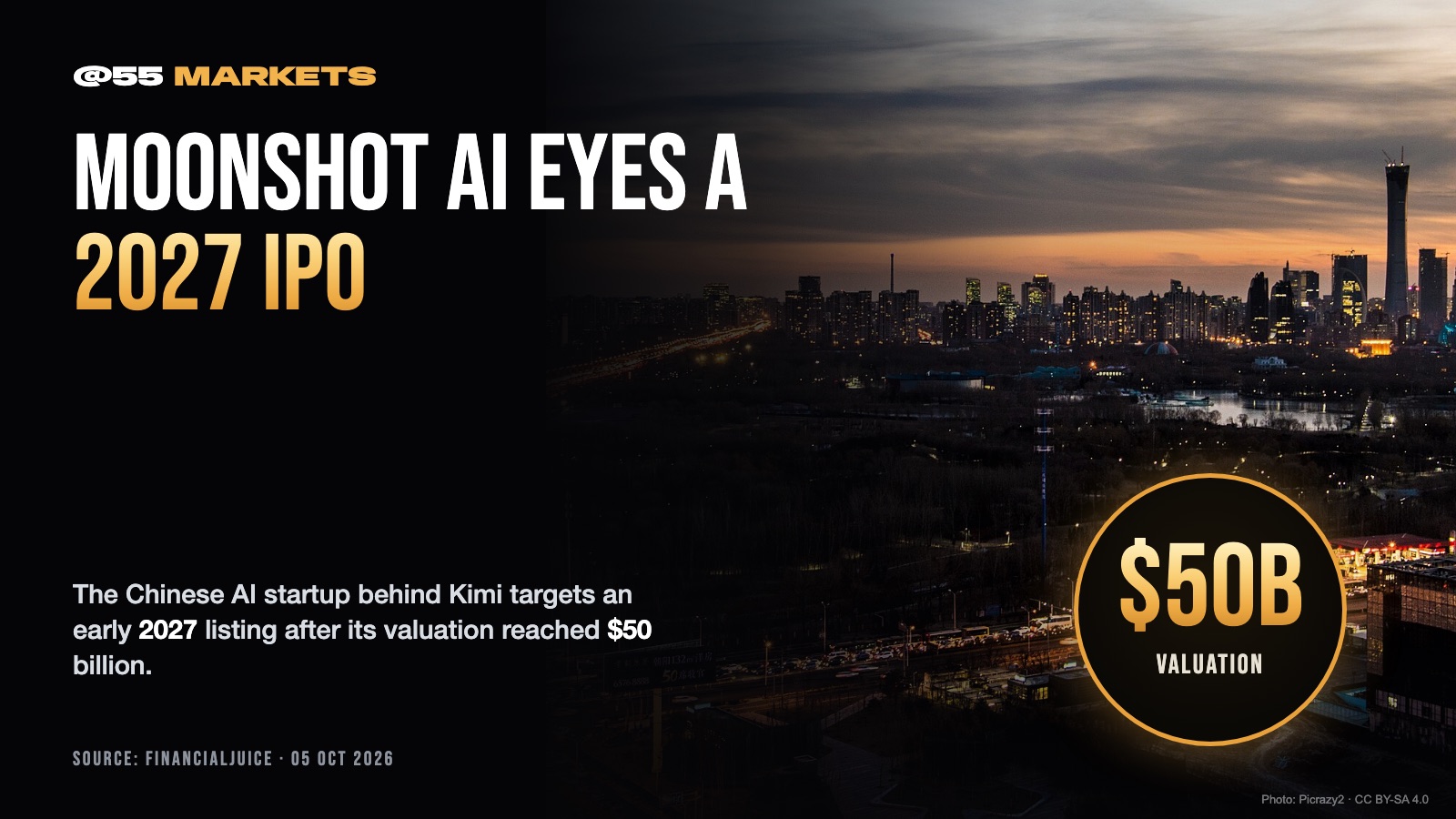MOONSHOT AI TARGETS EARLY 2027 IPO AT $50B VALUATION