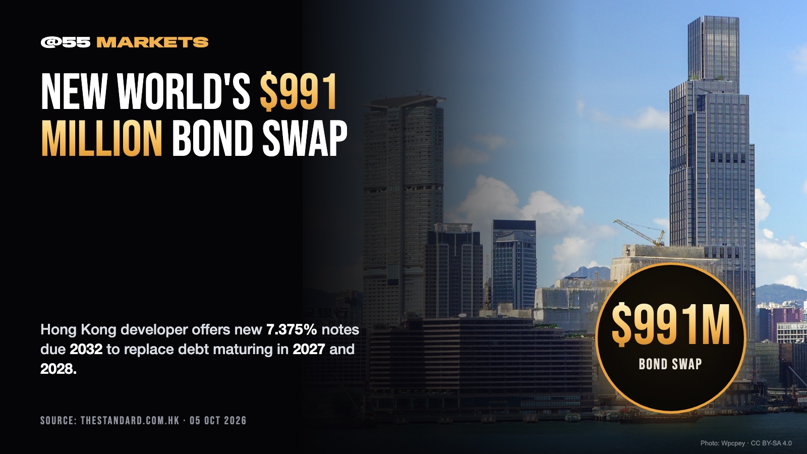 NEW WORLD SWAPS NEARLY $1 BILLION IN BONDS