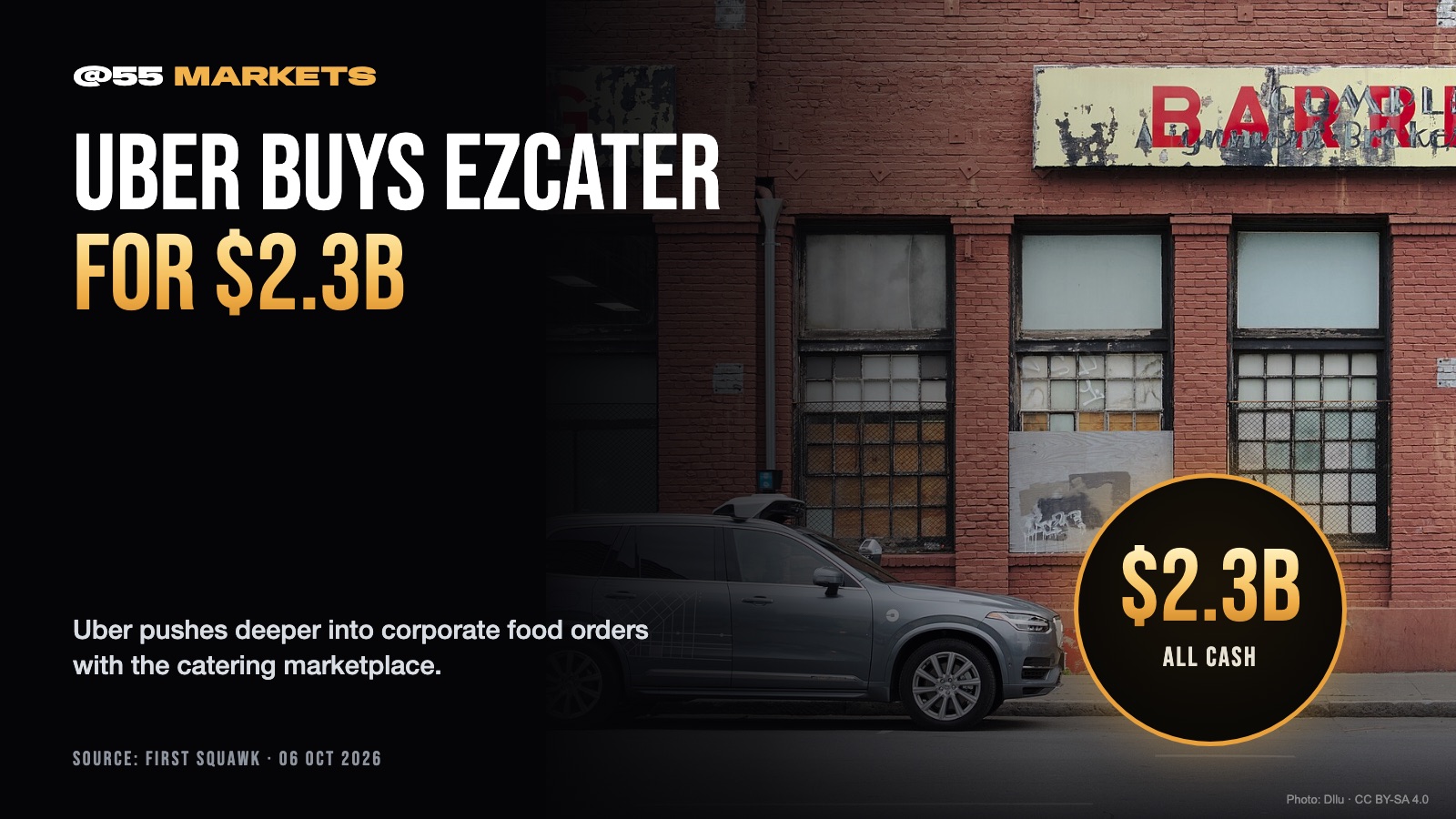 UBER TO BUY EZCATER FOR $2.3B IN CASH